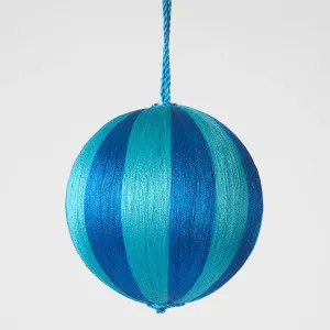 Silk Stripe Bauble Medium Blue & Turquoise by Vixen & Velvet, a Christmas for sale on Style Sourcebook