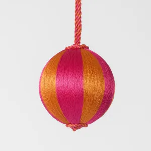 Silk Stripe Bauble Small Pink & Orange by Vixen & Velvet, a Christmas for sale on Style Sourcebook