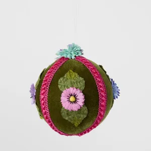 Olive Velvet Flower Bauble by Vixen & Velvet, a Christmas for sale on Style Sourcebook