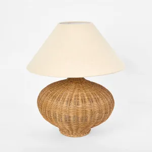 Dallas Rattan Table Lamp with linen shade by OneWorld Collection, a Table & Bedside Lamps for sale on Style Sourcebook