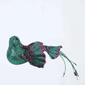 Ginko Glitter Clip on Bird Peacock by Vixen & Velvet, a Christmas for sale on Style Sourcebook