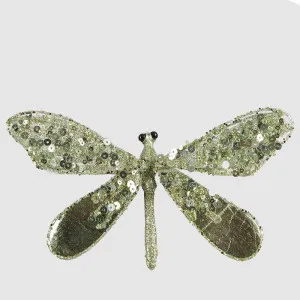 Shayle Glitter Clip on Dragonfly Green by Vixen & Velvet, a Christmas for sale on Style Sourcebook
