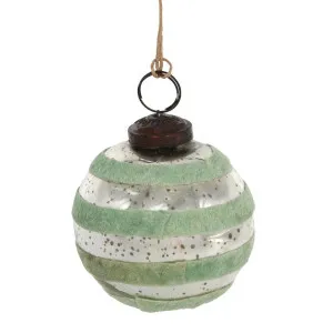 Velvet Stripe Bauble Green by Vixen & Velvet, a Christmas for sale on Style Sourcebook