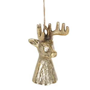 Brass Hanging Reindeer Bell by Vixen & Velvet, a Christmas for sale on Style Sourcebook