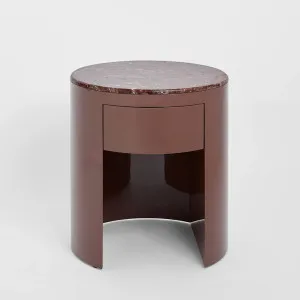 Nobo Bedside Matt Red Vein Marble/High Gloss by MRD Home, a Bedside Tables for sale on Style Sourcebook