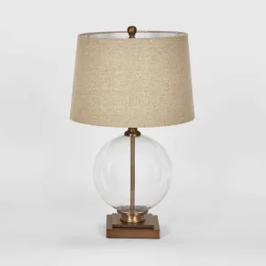Ivy Small Antique Brass And Glass With Natural Linen Shade by OneWorld Collection, a Table & Bedside Lamps for sale on Style Sourcebook