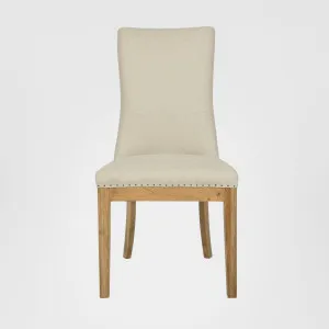 Oakwood Hamptons Linen Dining Chair Natural W/ Studs by OneWorld Collection, a Dining Chairs for sale on Style Sourcebook