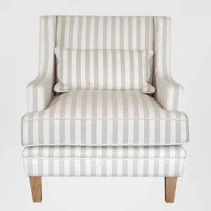 Bondi Hamptons Armchair Natural Stripe W/White Piping by OneWorld Collection, a Chairs for sale on Style Sourcebook