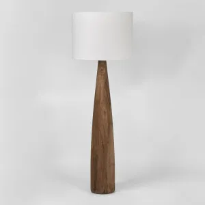 Samson Wood Floor Lamp Saddle Base with White Shade by MRD Home, a Floor Lamps for sale on Style Sourcebook