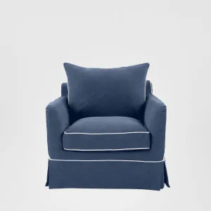 Noosa Hamptons Armchair Navy W/White Piping by OneWorld Collection, a Chairs for sale on Style Sourcebook
