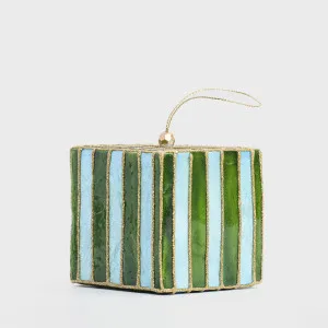 Stripe Capiz Tree Decoration Blue & Green by Vixen & Velvet, a Christmas for sale on Style Sourcebook