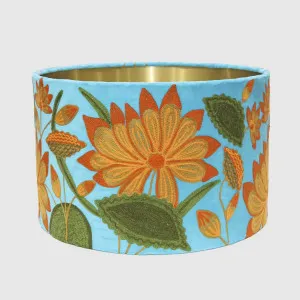 Sunflower Drum Shade 40x25cm Aqua by Ruby Star, a Lamp Shades for sale on Style Sourcebook