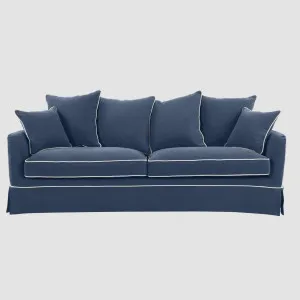 Noosa Hamptons 3 Seat Queen Sofa Bed Navy W/White Piping by OneWorld Collection, a Sofas for sale on Style Sourcebook