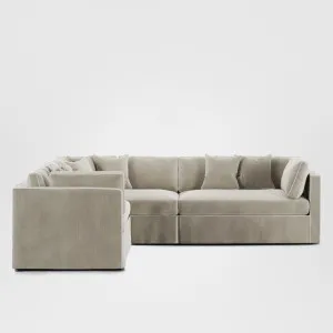Marbella Modular Sofa Natural with White Piping - Left Facing by OneWorld Collection, a Sofas for sale on Style Sourcebook