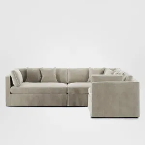 Marbella Modular Sofa Natural with White Piping - Right Facing by OneWorld Collection, a Sofas for sale on Style Sourcebook