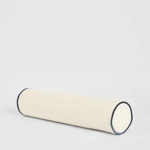 Brighton Bolster Cushion Ivory with Blue Piping by OneWorld Collection, a Cushions, Decorative Pillows for sale on Style Sourcebook