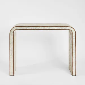 Raya White Shell & Bamboo Console Table by OneWorld Collection, a Console Table for sale on Style Sourcebook