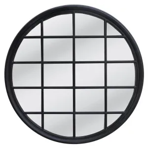Hamptons Round Mirror 1.2x1.2m Black by Florabelle Living, a Mirrors for sale on Style Sourcebook