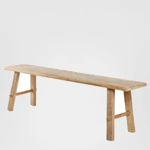 Long Recycled timber vintage Teak Bench by Florabelle Living, a Ottomans for sale on Style Sourcebook