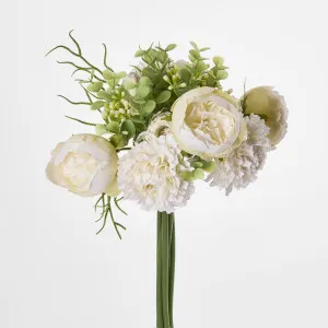 Marigold Peony Bouquet 32cm White by JMC FLORALS, a Plants for sale on Style Sourcebook