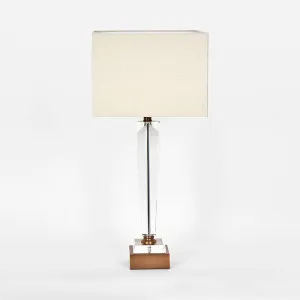Monument Hand Cut Crystal Lamp & Natural Linen Shade by OneWorld Collection, a Table & Bedside Lamps for sale on Style Sourcebook