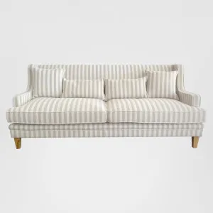 Bondi Hamptons 3 Seat Sofa Natural Stripe W/White Piping by OneWorld Collection, a Sofas for sale on Style Sourcebook