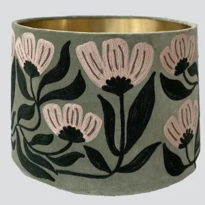 AD Daisy Velvet Drum Shade Sage Green by Ruby Star, a Lamp Shades for sale on Style Sourcebook