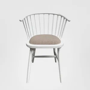 Round Curved Strip Back Elm Wood Dining Chair White by OneWorld Collection, a Dining Chairs for sale on Style Sourcebook