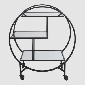 Black Bar Cart W/ Mirror Shelf by OneWorld Collection, a Sideboards, Buffets & Trolleys for sale on Style Sourcebook