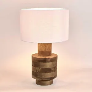 Circa Timber Table Lamp Small White Shade by MRD Home, a Table & Bedside Lamps for sale on Style Sourcebook