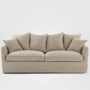 Noosa Hamptons 3 Seat Sofa Natural W/White Piping by OneWorld Collection, a Sofas for sale on Style Sourcebook
