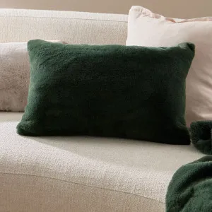 Muse Nevada Green Faux Fur Oblong Cushion Forest Green by Muse, a Cushions, Decorative Pillows for sale on Style Sourcebook