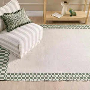Habitat Finn Check Reversible Floor Rug Natural Green by Habitat, a Contemporary Rugs for sale on Style Sourcebook