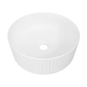 Allure Flute Ceramic Basin 365mm White Matte by Timberline, a Basins for sale on Style Sourcebook