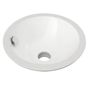 Mini Round Ceramic Under Counter Basin 260mm White Gloss by Timberline, a Basins for sale on Style Sourcebook
