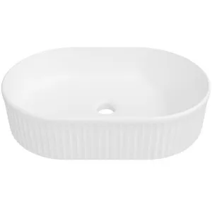 Oval Flute Ceramic Basin 490mm White Matte by Timberline, a Basins for sale on Style Sourcebook