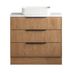 Emmett Vanity 900mm Centre Basin SilkSurface AC Top Floorstanding, Upgraded, Tassie Oak by Timberline, a Vanities for sale on Style Sourcebook