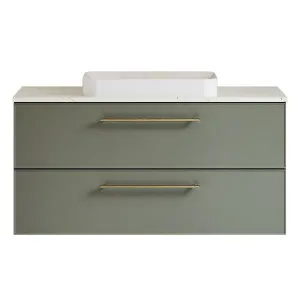 Henley Vanity 1200mm Centre WG Basin SilkSurface AC Top Wall hung, Olive Satin by Timberline, a Vanities for sale on Style Sourcebook