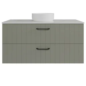 Henley Vanity 1200mm Centre WG Basin SilkSurface AC Top Wall hung, Olive Satin by Timberline, a Vanities for sale on Style Sourcebook
