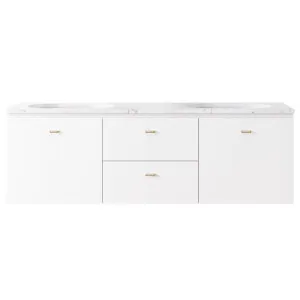 Houston Vanity 1500mm Double WG Basins SilkSurface UC Top Wall hung, White Satin by Timberline, a Vanities for sale on Style Sourcebook