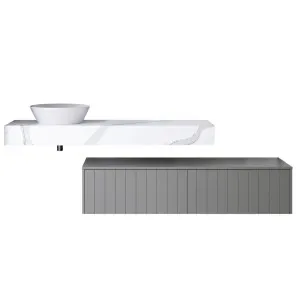 Milan Cabinet + Floating Top 1500mm Left WG Basin SilkSurface 140mm Bailey AC Top Wall hung, Upgraded, Dark Grey Satin by Timberline, a Vanities for sale on Style Sourcebook
