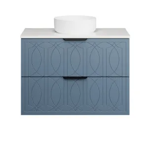 Sutherland House Vanity 900mm Centre WG Basin SilkSurface AC Top Wall Hung, Saxby Blue Satin by Timberline, a Vanities for sale on Style Sourcebook