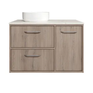 Takano Vanity 900mm Left WG Basin SilkSurface AC Top Wall hung, Cannolo Cremona Oak by Timberline, a Vanities for sale on Style Sourcebook