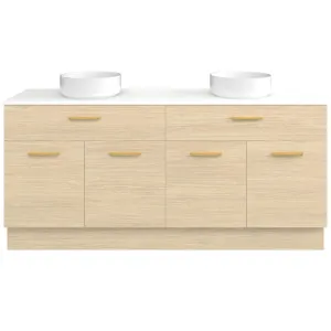 Taylor Vanity 1800mm Double WG Basins SilkSurface AC Top Floor standing, Silk Primavera Oak by Timberline, a Vanities for sale on Style Sourcebook