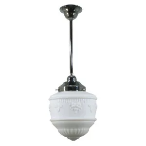 Senator 8" Opal Matte on Rod Set 1/2" x 1/2m, Chrome by Lighting Inspirations, a Pendant Lighting for sale on Style Sourcebook