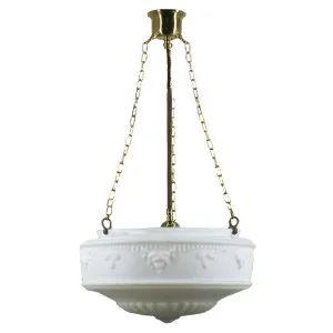 Senator 17'' Opal Matte on 3 Chain Suspension, Polished Brass by Lighting Inspirations, a Pendant Lighting for sale on Style Sourcebook