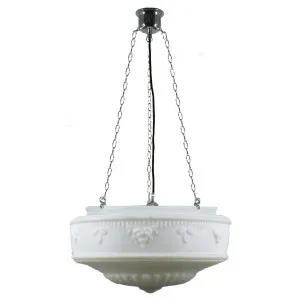 Senator 17'' Opal Matte on 3 Chain Black Cloth Suspension, Chrome by Lighting Inspirations, a Pendant Lighting for sale on Style Sourcebook