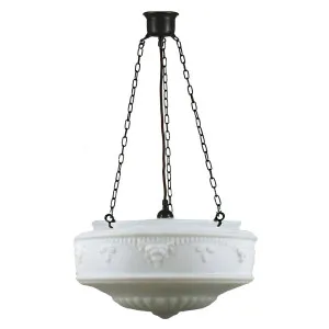 Senator 17'' Opal Matte on 3 Chain Suspension, Patina by Lighting Inspirations, a Pendant Lighting for sale on Style Sourcebook