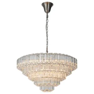 Calista Extra Large 85cm 12 Light 5 Tier Chandelier, Brushed Nickel by Lighting Inspirations, a Chandeliers for sale on Style Sourcebook
