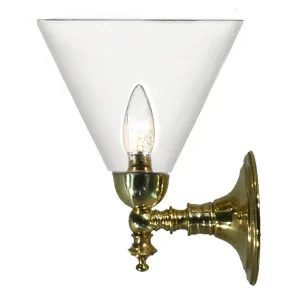 Koscina Wall Light with Cono Clear Shade, Polished Brass by Lighting Inspirations, a Pendant Lighting for sale on Style Sourcebook